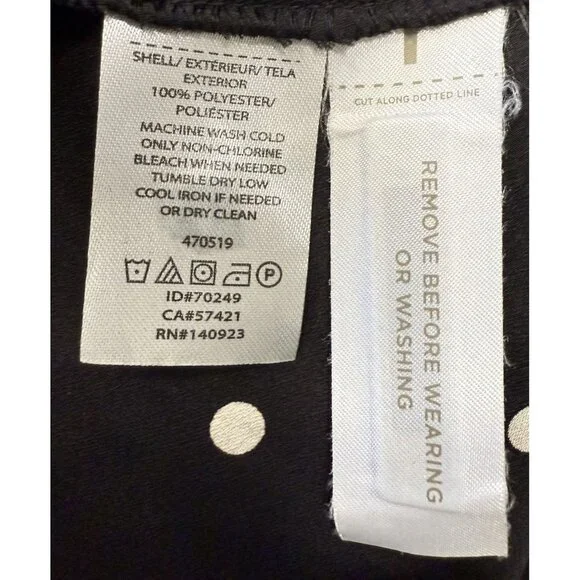 Loft Black White Dress Polka Dot Button-Down Long Sleeves 18 Midi Office Wear - Picture 6 of 6